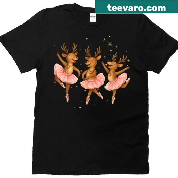 Christmas t-shirt with reindeer ballerinas for teachers and dancers
