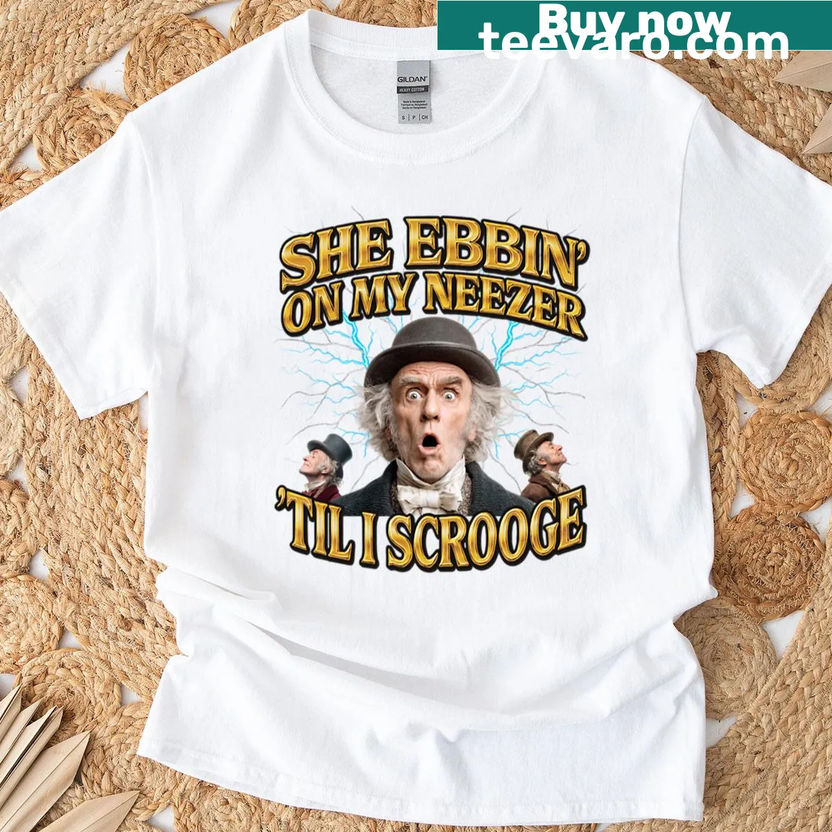 Humorous Nutcracker design with a cheeky twist for Christmas — on a men's t-shirt