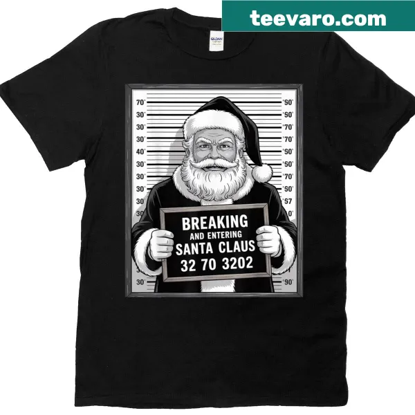 Funny T-shirt with Santa Claus mugshot design
