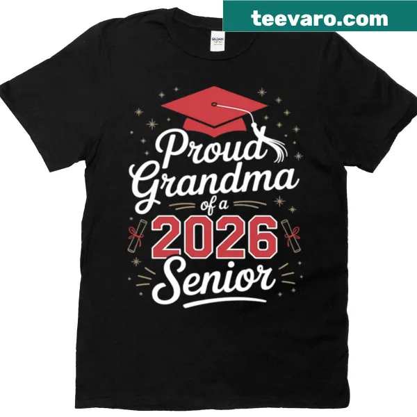 T-shirt celebrating proud grandma of 2026 senior graduate