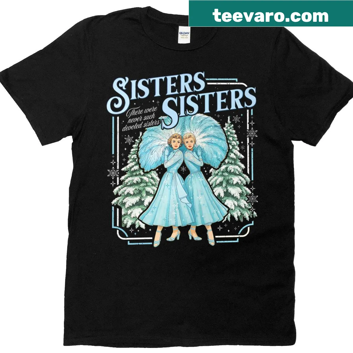 Christmas t-shirt celebrating sisterhood with snowflakes — on a men's t-shirt