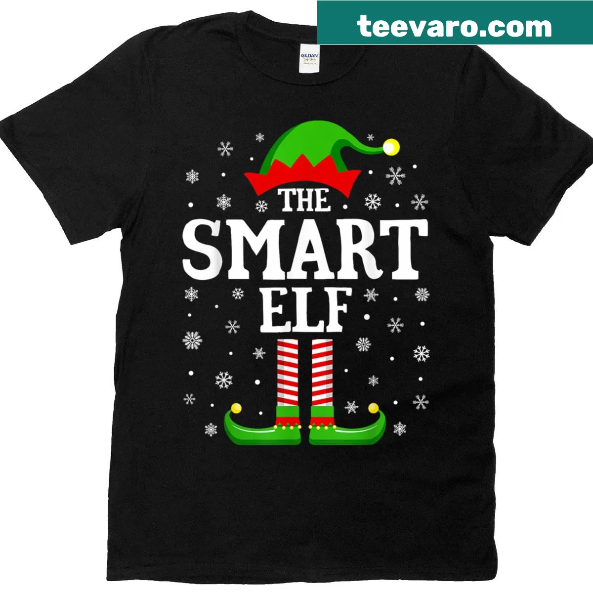 Funny Christmas t-shirt with smart elf design for family matching — on a men's t-shirt