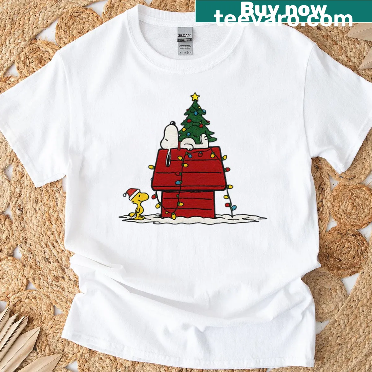 Snoopy graphic t-shirt with 'Merry Christmas' for holiday cheer — on a men's t-shirt