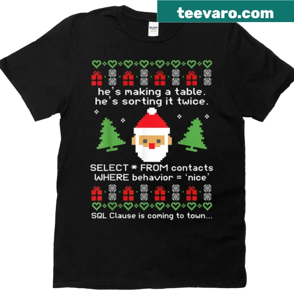 Funny Christmas t-shirt with SQL joke