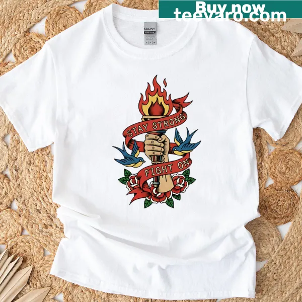 Resilience tattoo art T-shirt with torch and motivational text