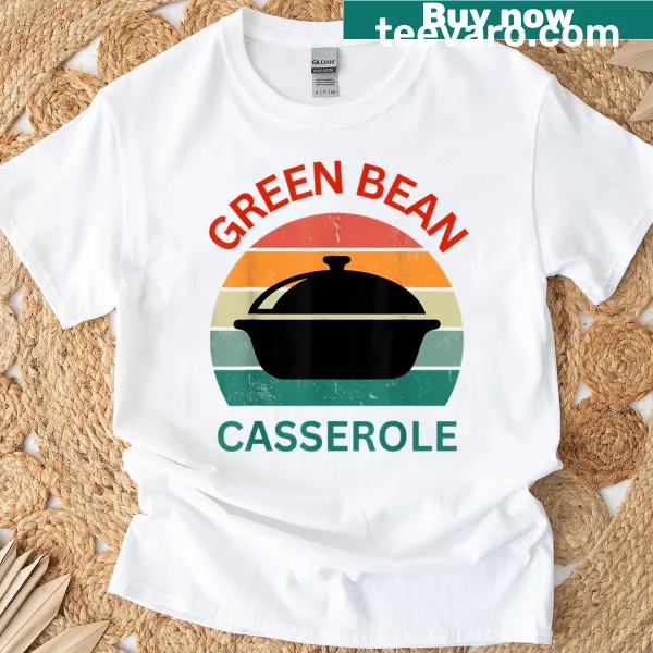 Funny green bean casserole graphic on a holiday t-shirt