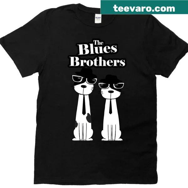 Cartoon dog design inspired by the Blues Brothers on T-shirt