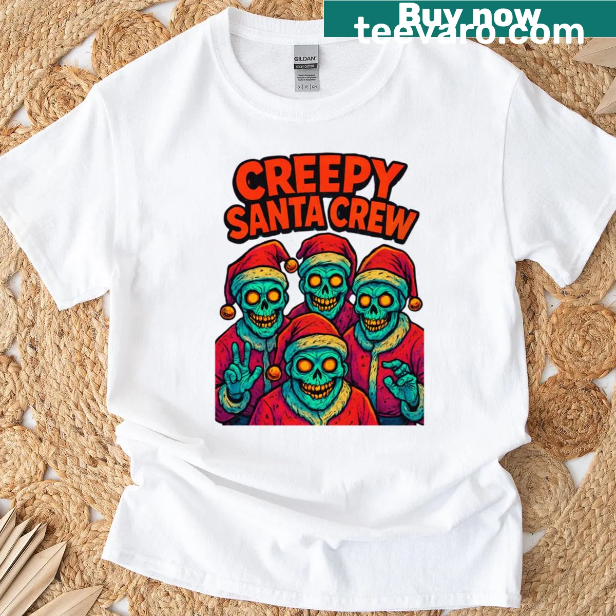 Spooky T-shirt featuring a creepy Santa design for dark Christmas vibes — on a men's t-shirt