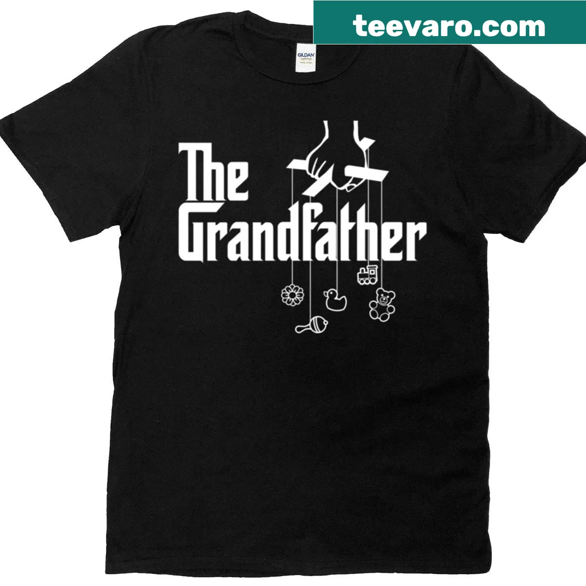 Mafia movie logo spoof T-shirt with humorous text — on a men's t-shirt