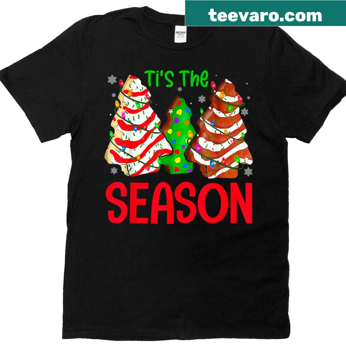 Illustration of Christmas tree cakes on a festive T-shirt. — on a men's t-shirt