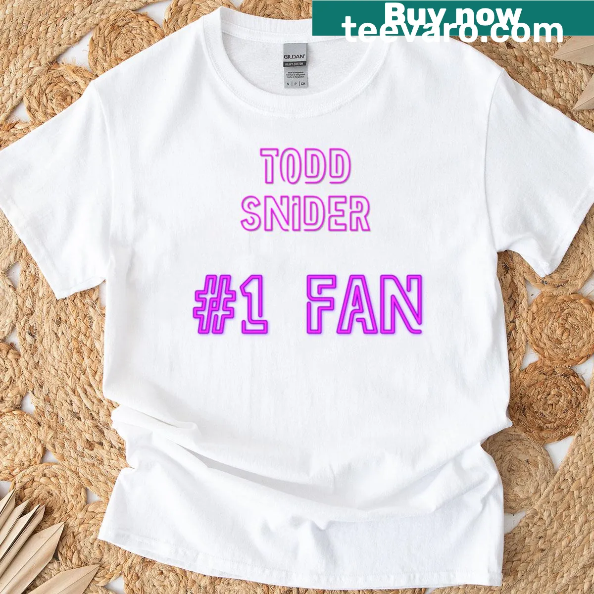 Bold 'Todd Snider - 1 Fan' text on a T-shirt. — on a men's t-shirt
