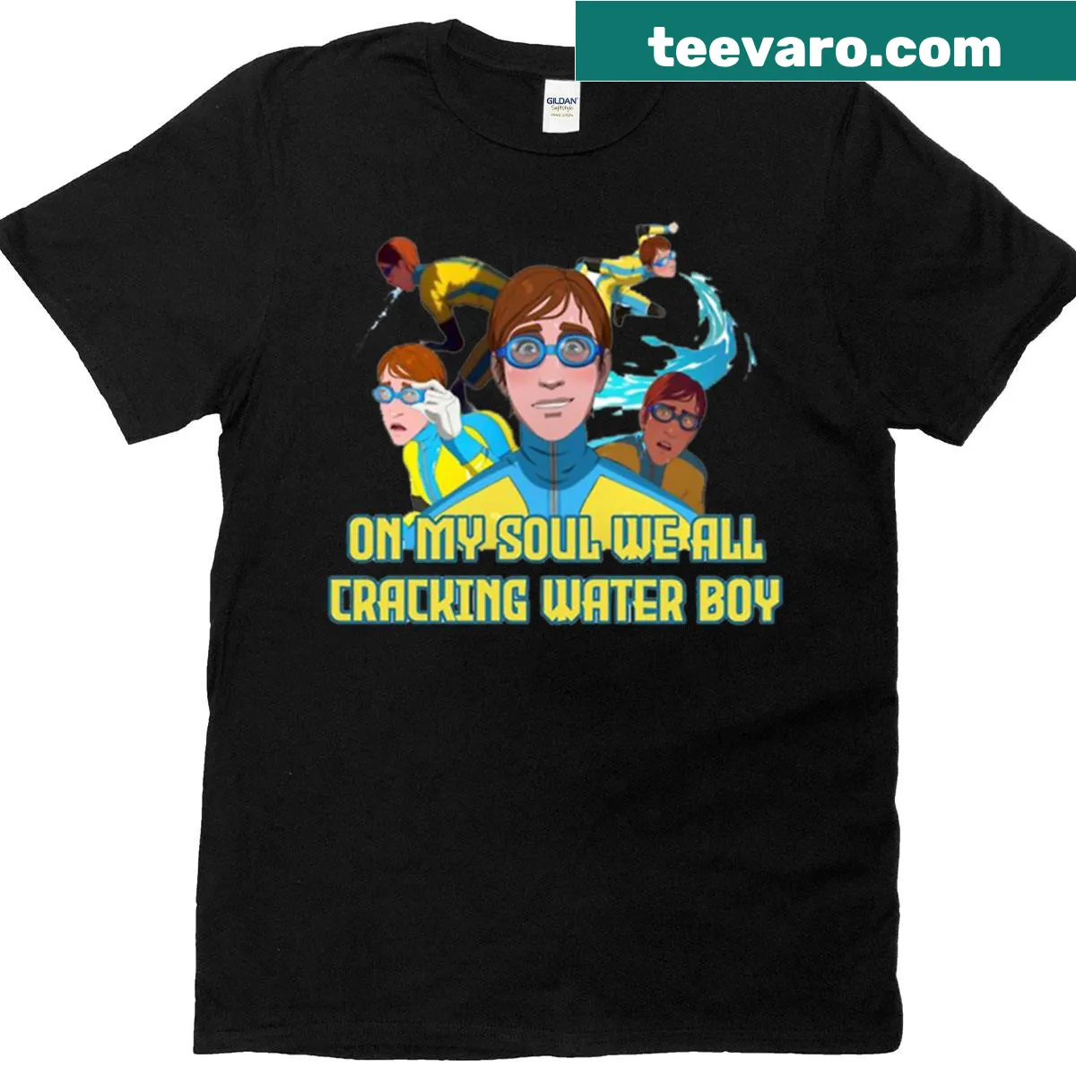 Vintage Waterboy T-shirt with playful graphic design — on a men's t-shirt