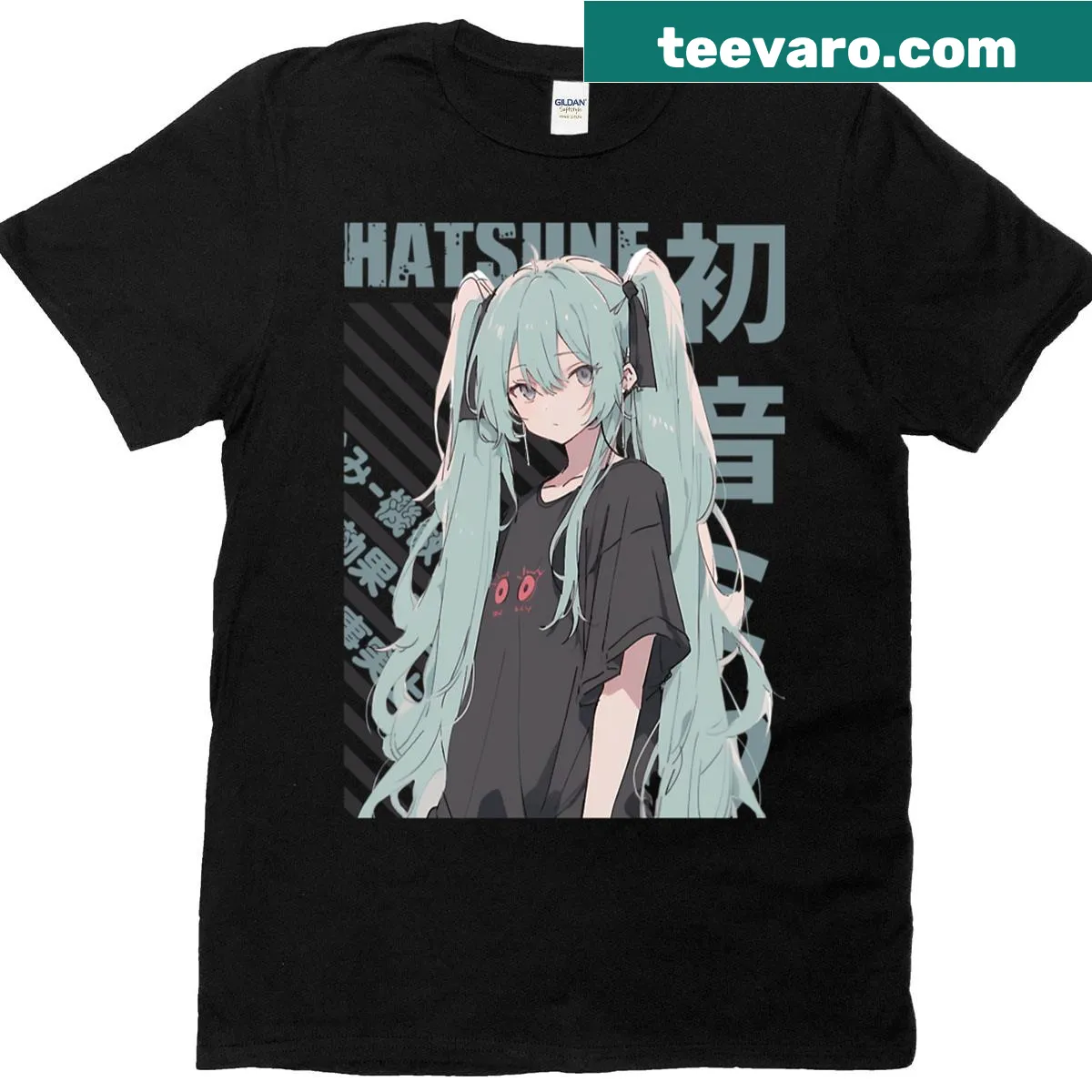 T-shirt featuring Hatsune Miku with a creative design celebrating her character — on a men's t-shirt