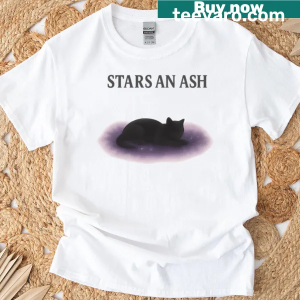 Cosmic cat graphic silhouetted against stars and ash tones