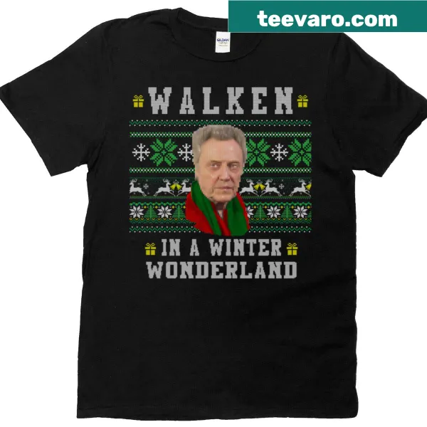 Humorous winter T-shirt with a play on the phrase 'Walken In A Winter Wonderland'