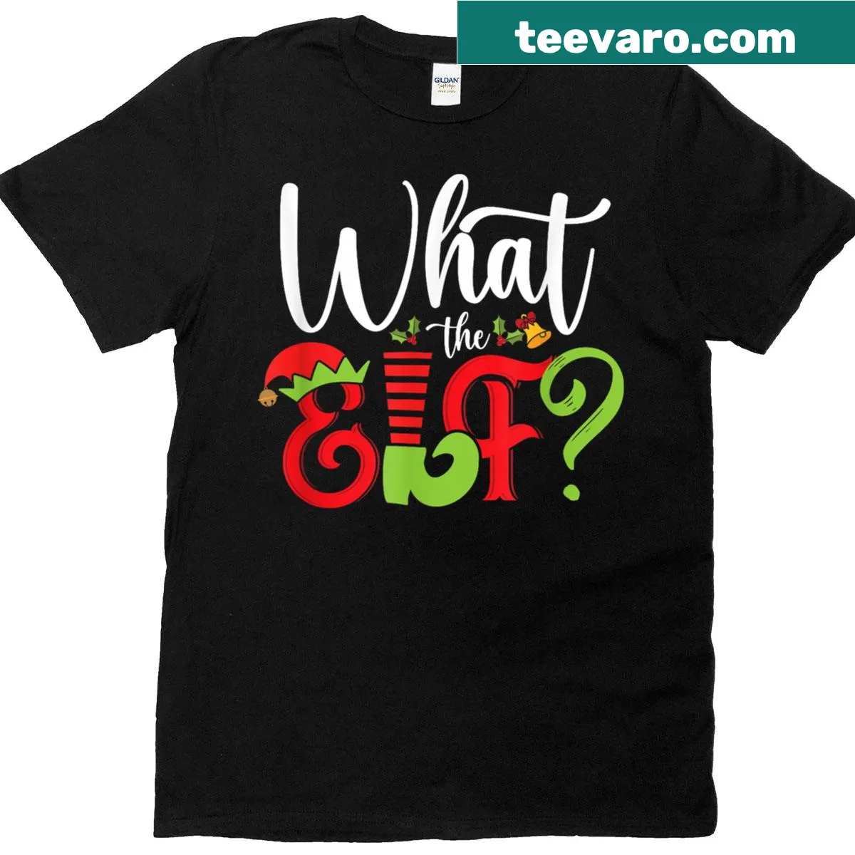 Funny Christmas party t-shirt with elf joke — on a men's t-shirt