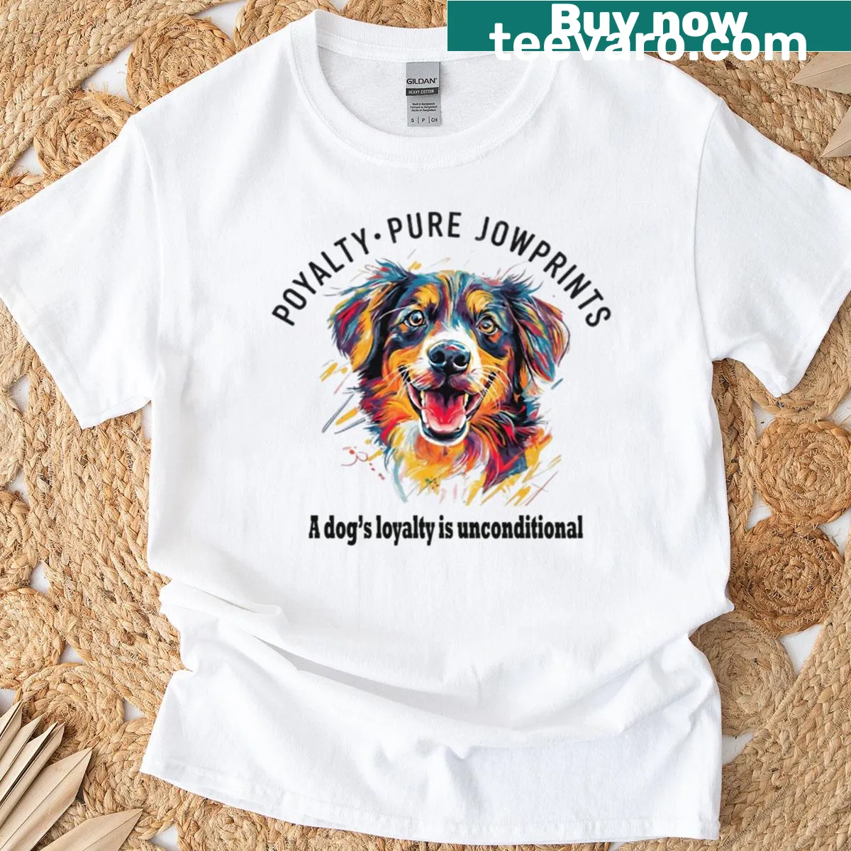 T-shirt featuring a heartwarming design about dogs' loyalty — on a men's t-shirt