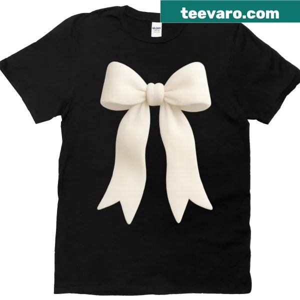Coquette T-shirt with winter bow illustration