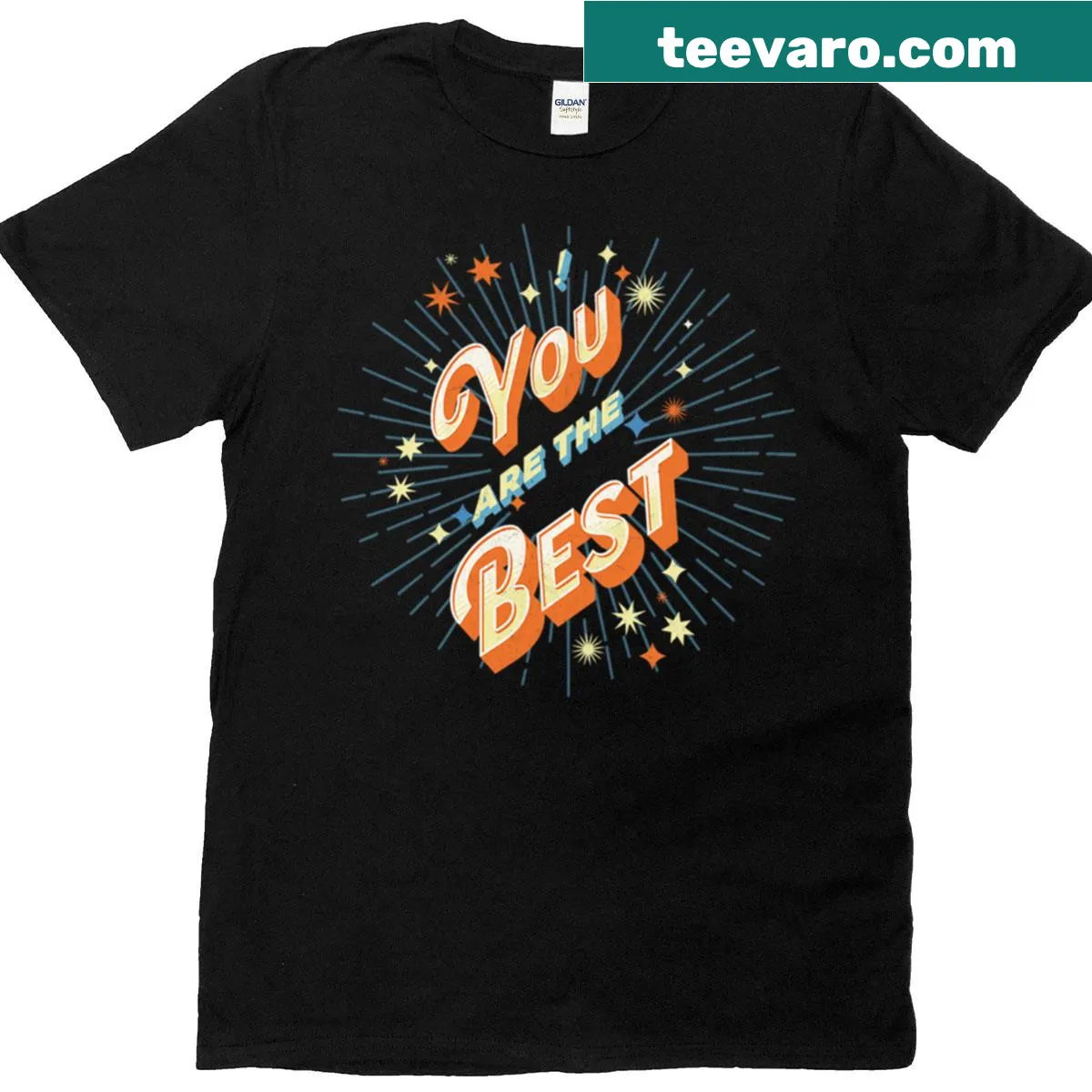 Motivational t-shirt with retro art and encouraging text — on a men's t-shirt
