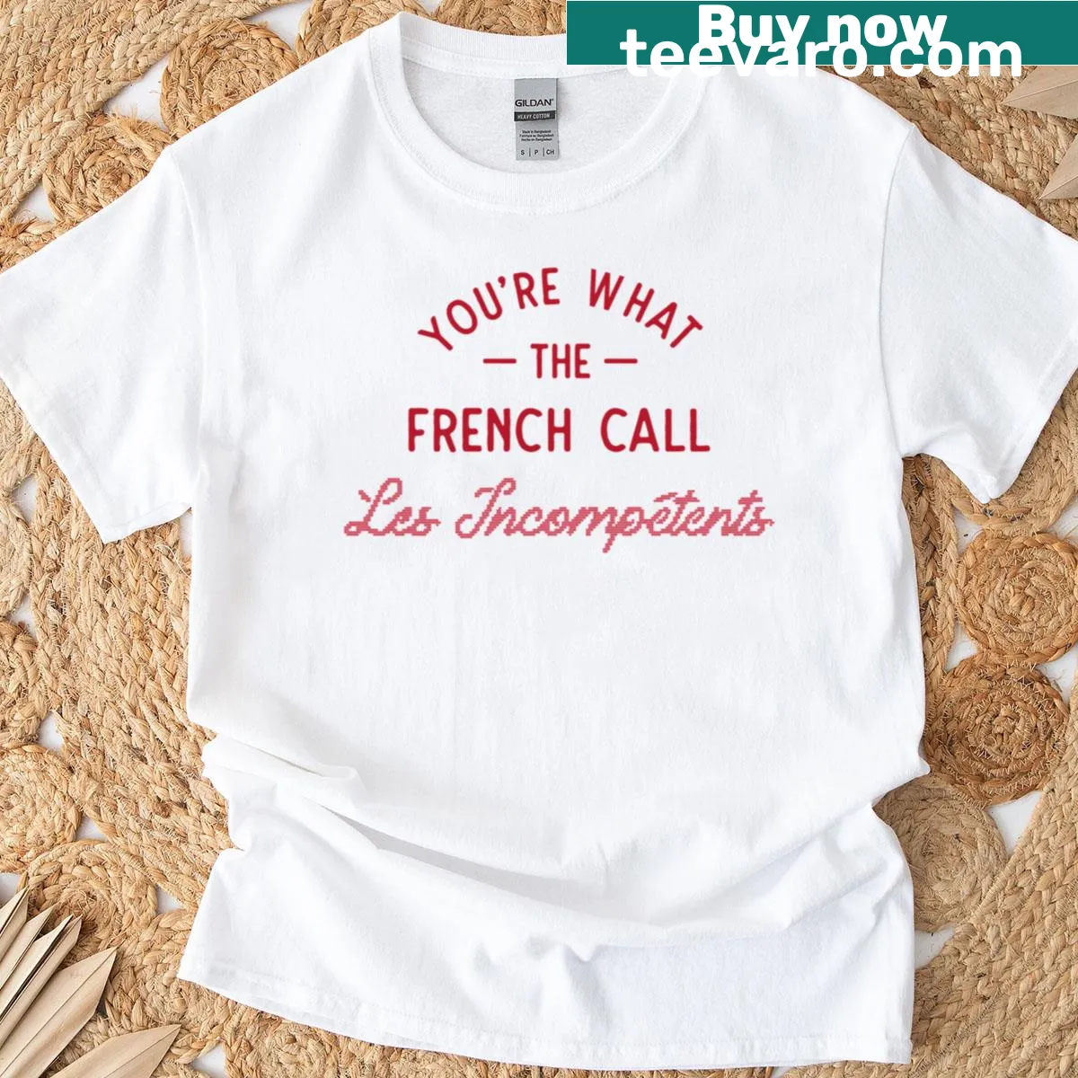 Funny Christmas shirt with a witty French phrase — on a men's t-shirt
