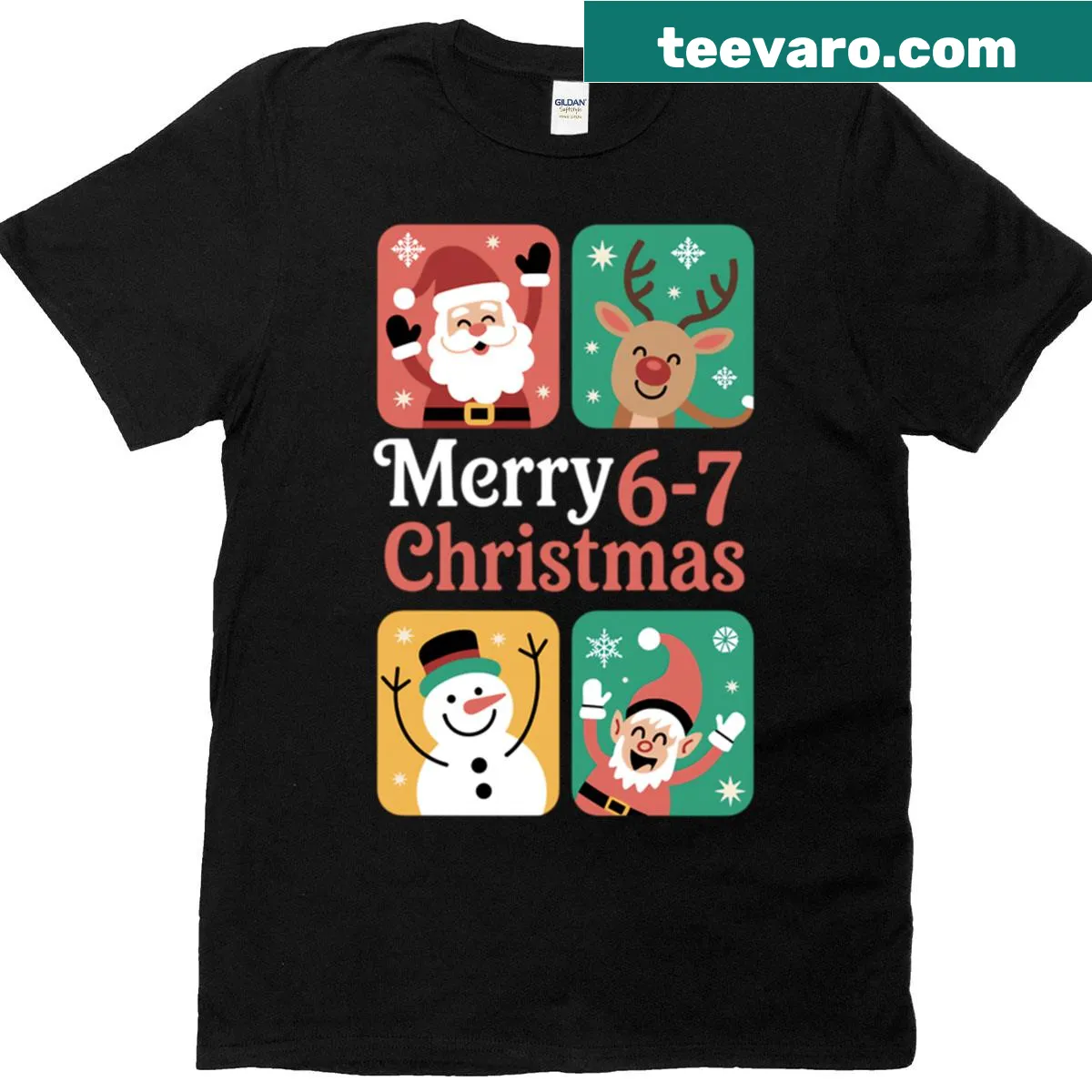Humorous Christmas tee featuring a six seven meme design — on a men's t-shirt