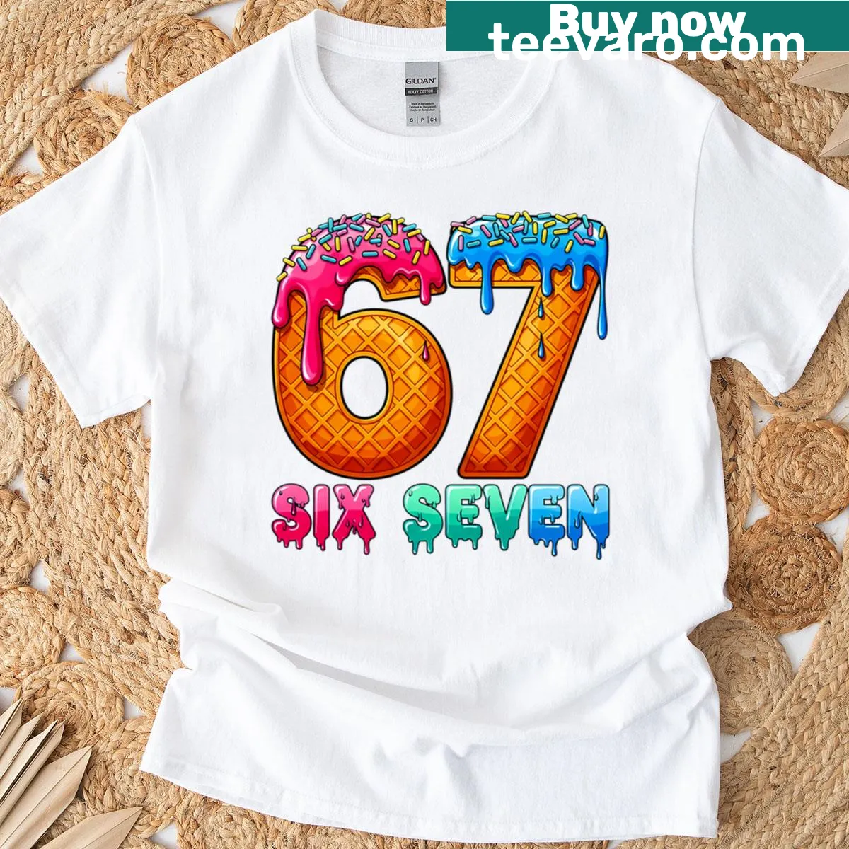 Playful ice cream drip graphic t-shirt for kids. — on a men's t-shirt