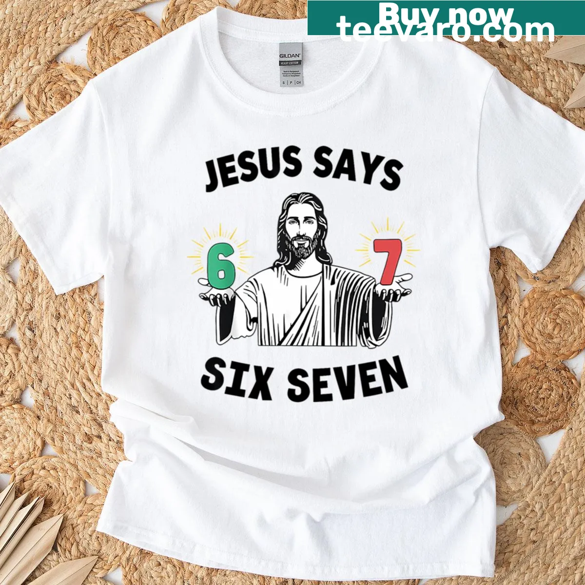 Christian meme T-shirt featuring a lighthearted message — on a men's t-shirt