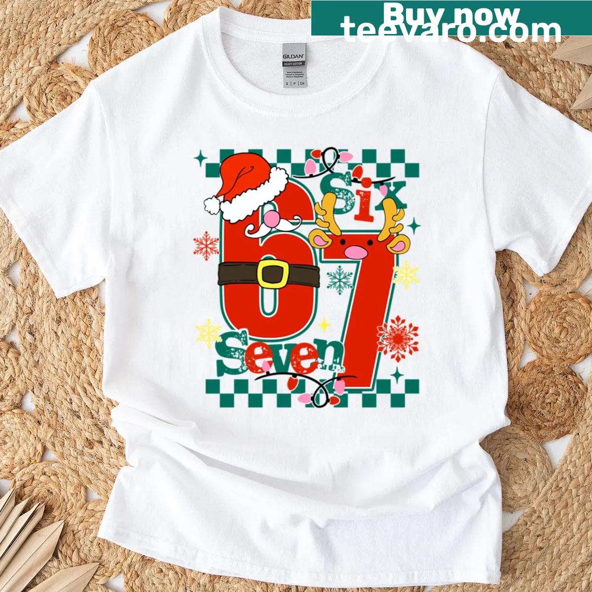 Couple matching Christmas t-shirt with humorous meme design — on a men's t-shirt
