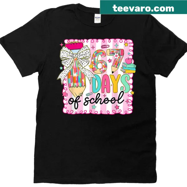 Kids t-shirt featuring humorous design for the 67th day of school