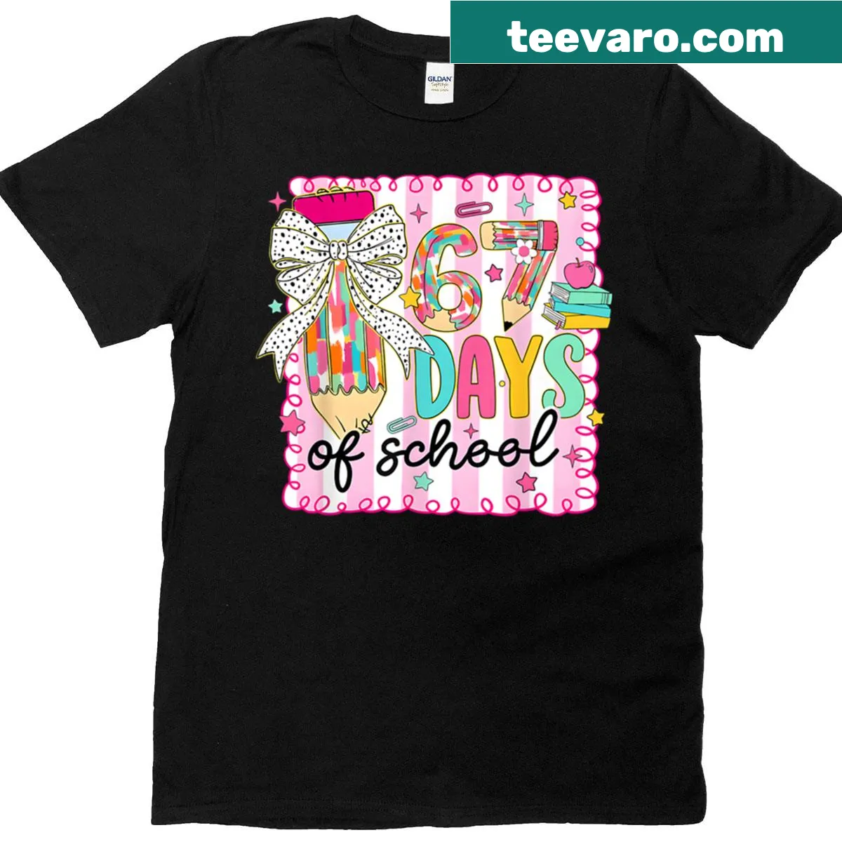 Kids t-shirt featuring humorous design for the 67th day of school — on a men's t-shirt