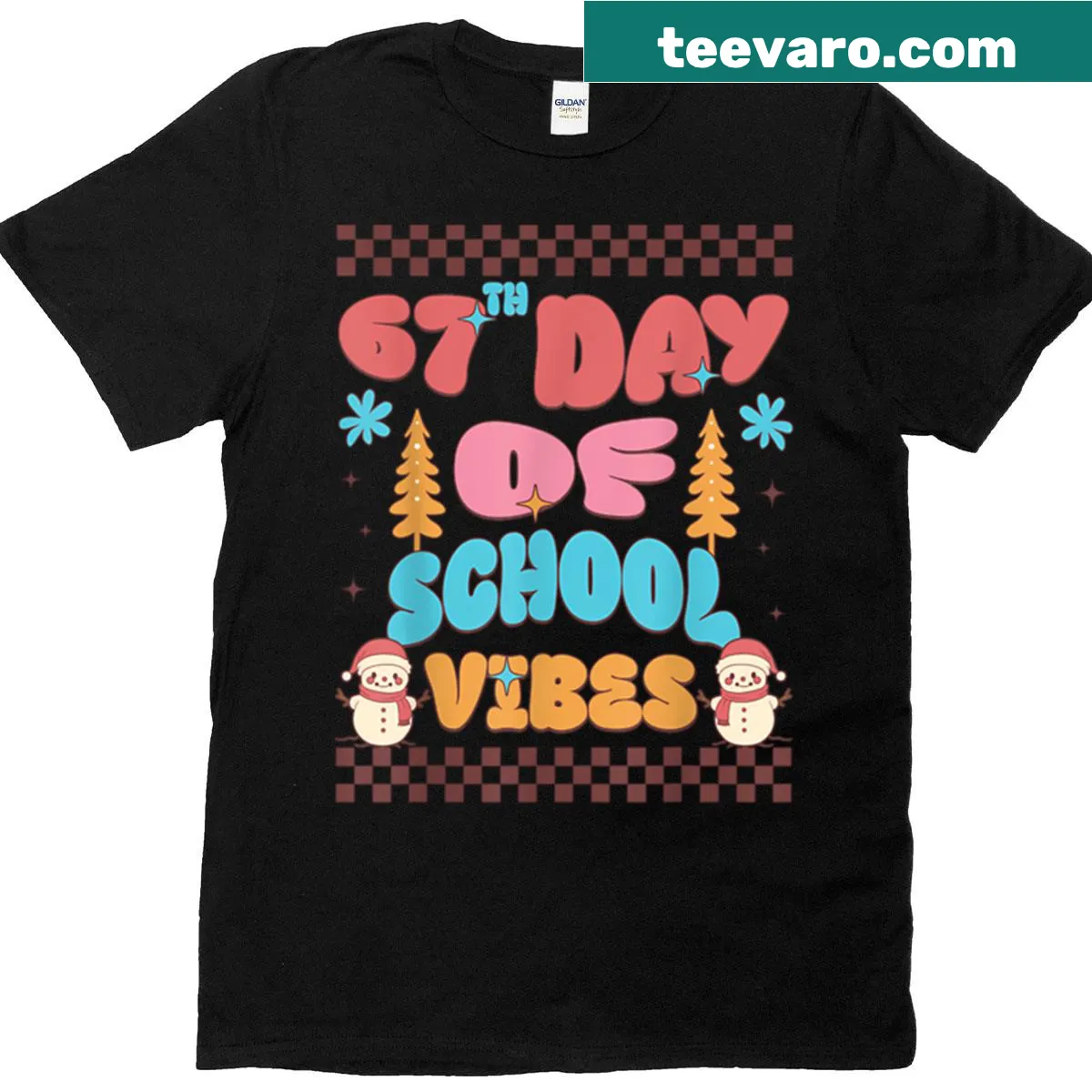 Fun graphic design celebrating the 67th day of school on a t-shirt — on a men's t-shirt