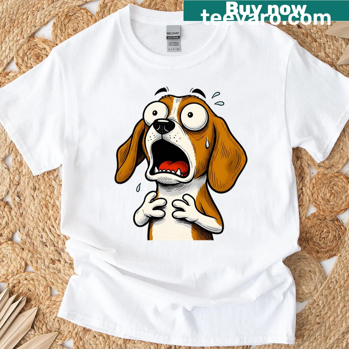 Cute T-shirt featuring 'A Nice But Scared Dog' graphic design — on a men's t-shirt