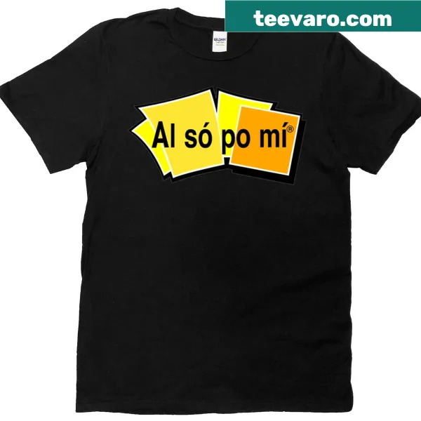 Oversized T-shirt featuring Al S Po M Post-it note graphic.