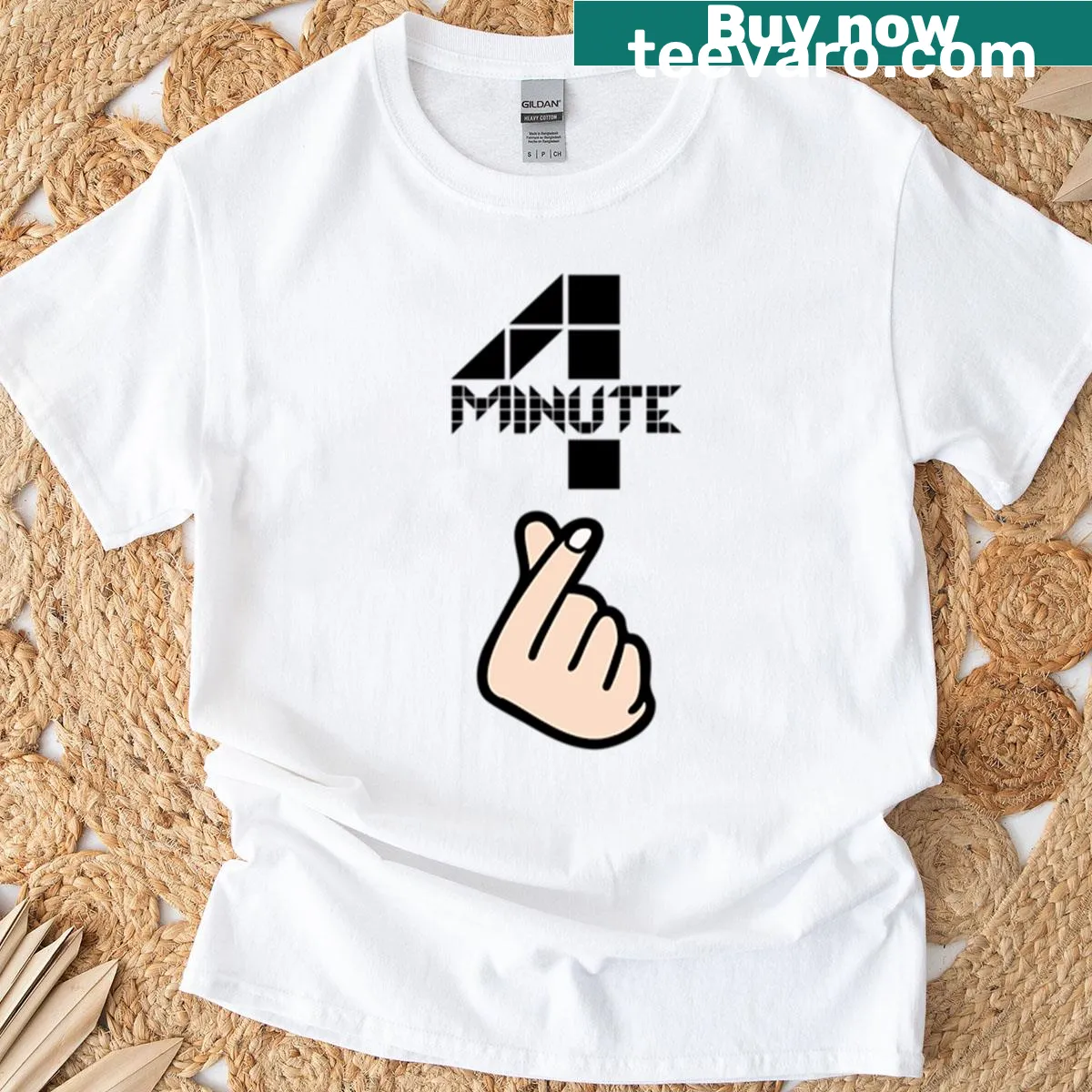 Boxy T-shirt featuring the hand sign and 'Annyeonghaseyo' text — on a men's t-shirt