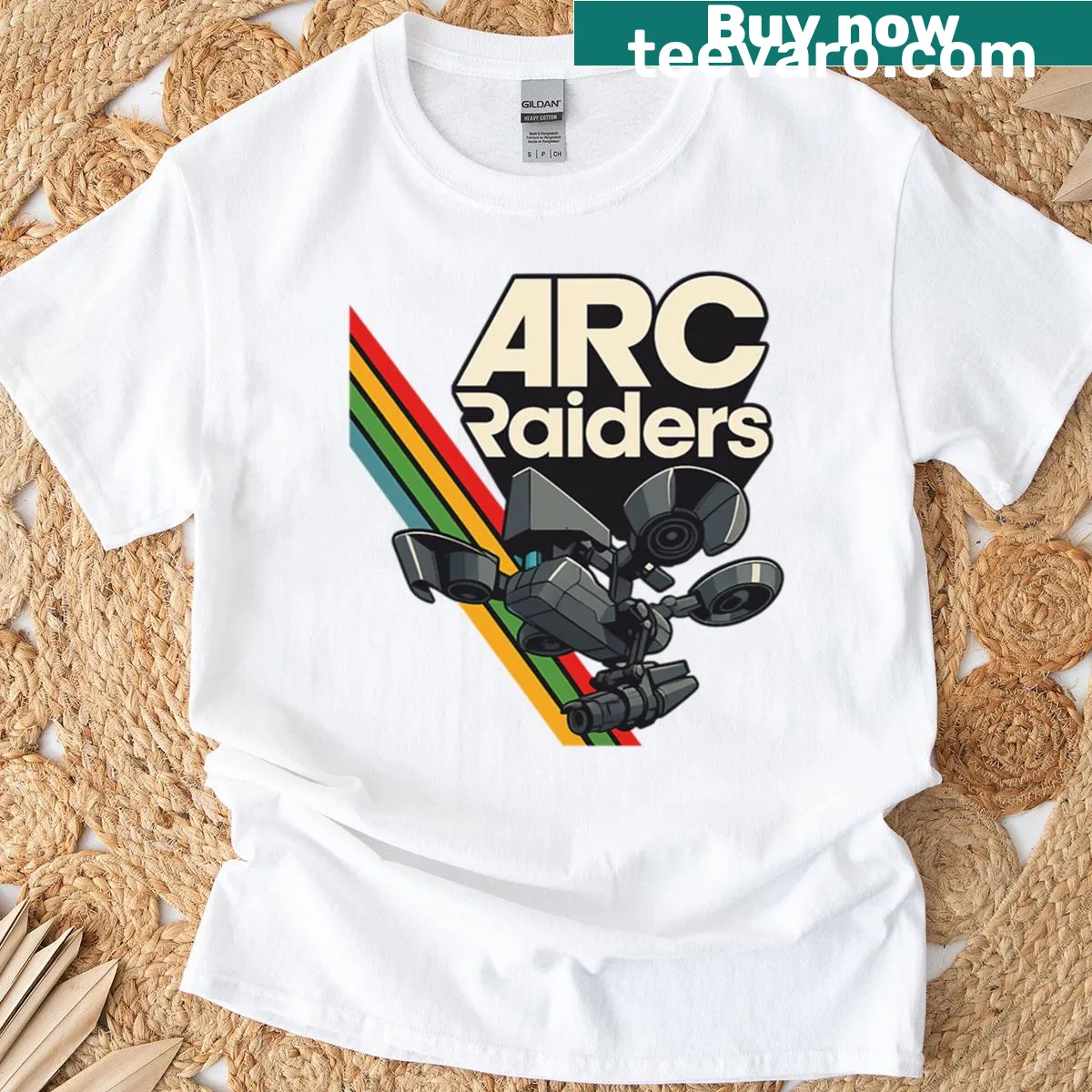 T-shirt featuring Arc Raiders custom Hornet logo — on a men's t-shirt