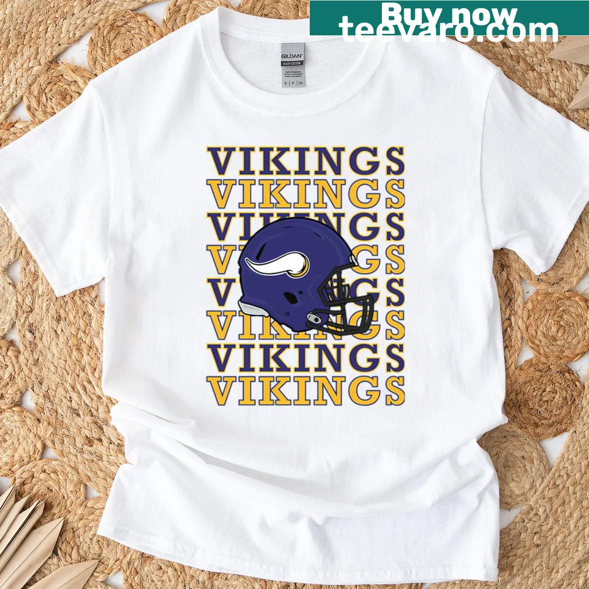Artistic t-shirt featuring Minnesota Vikings logo — on a men's t-shirt