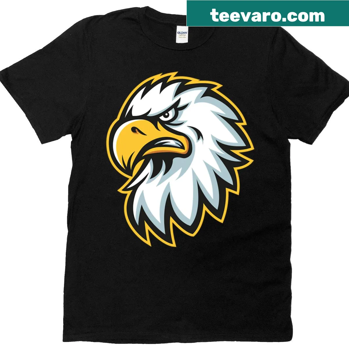 Majestic bald eagle head logo t-shirt — on a men's t-shirt