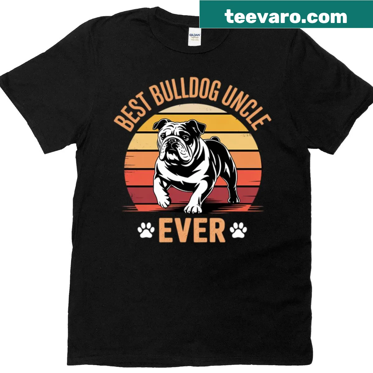 Typography t-shirt stating Best Bulldog Uncle Ever with a playful design — on a men's t-shirt
