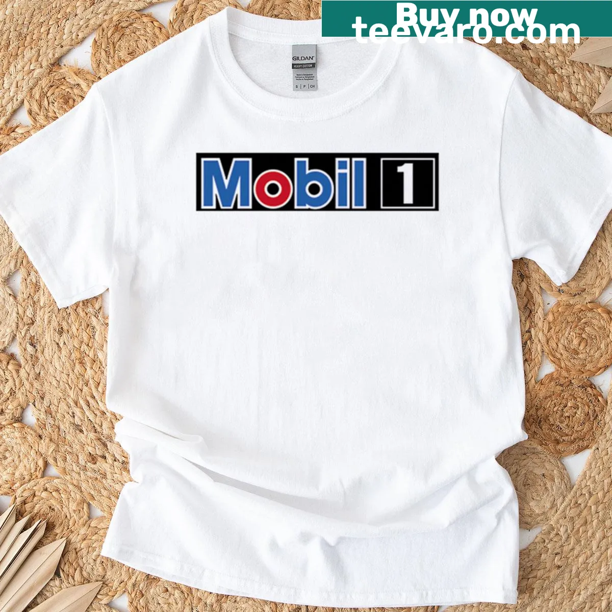Oversized t-shirt with bold phrase about engine oil — on a men's t-shirt
