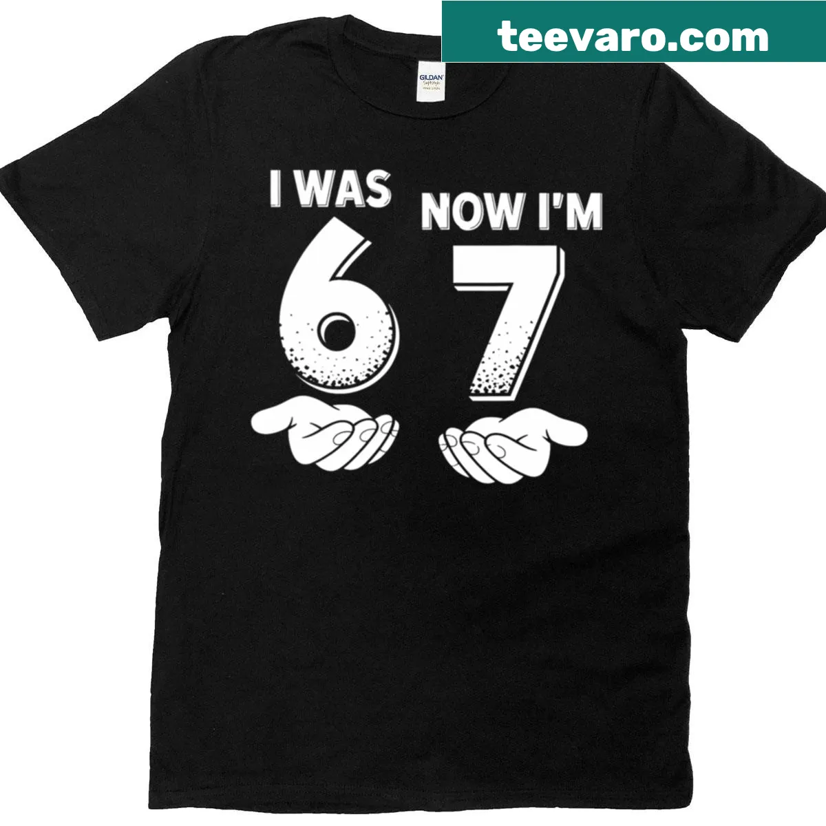 Funny birthday t-shirt for kids with humorous phrase about turning 7 — on a men's t-shirt