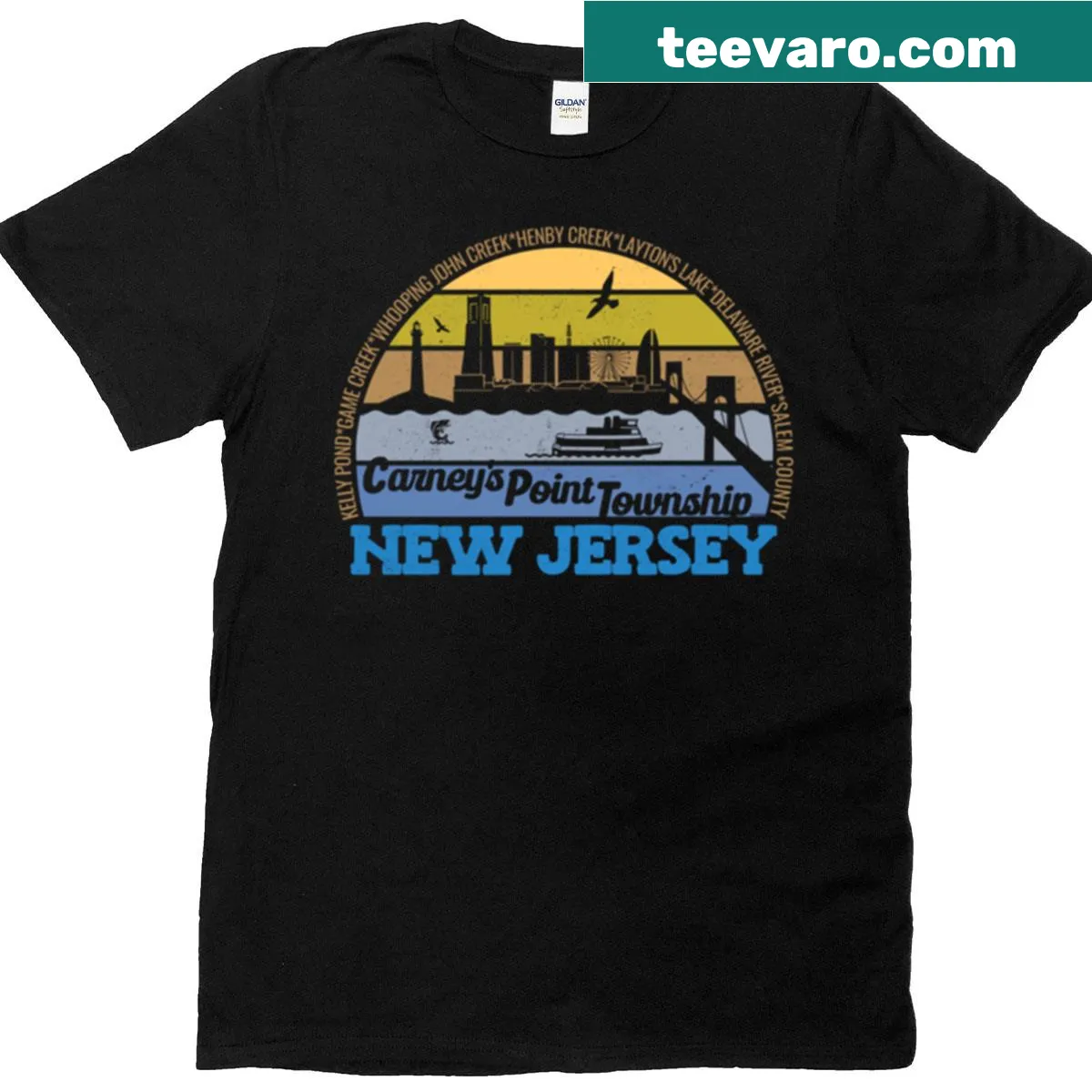 Retro logo T-shirt featuring Carney's Point Township design — on a men's t-shirt