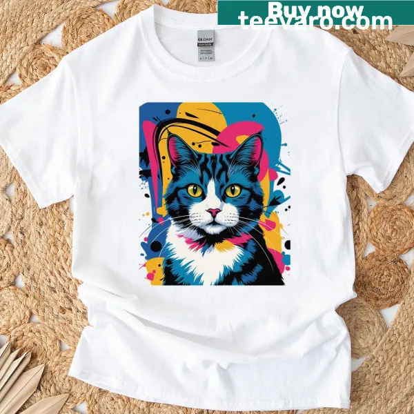 Illustrative t-shirt featuring playful cat street art