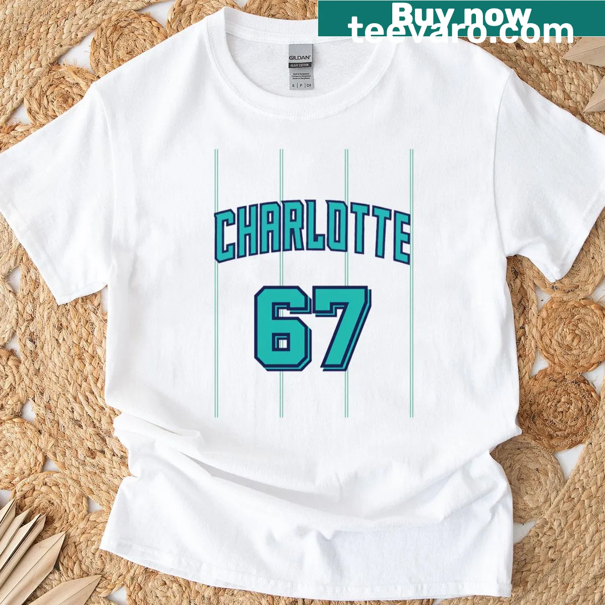 Charlotte Basketball Fan Number 67 T-shirt with bold typography — on a men's t-shirt