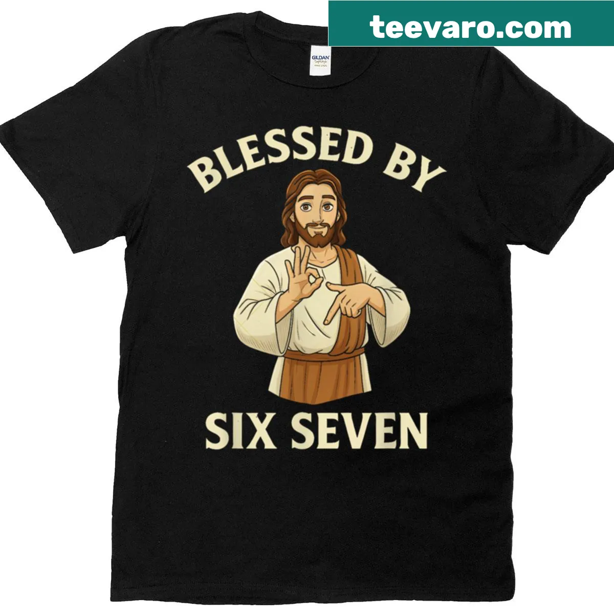 Uplifting Christian t-shirt with meme-inspired text — on a men's t-shirt