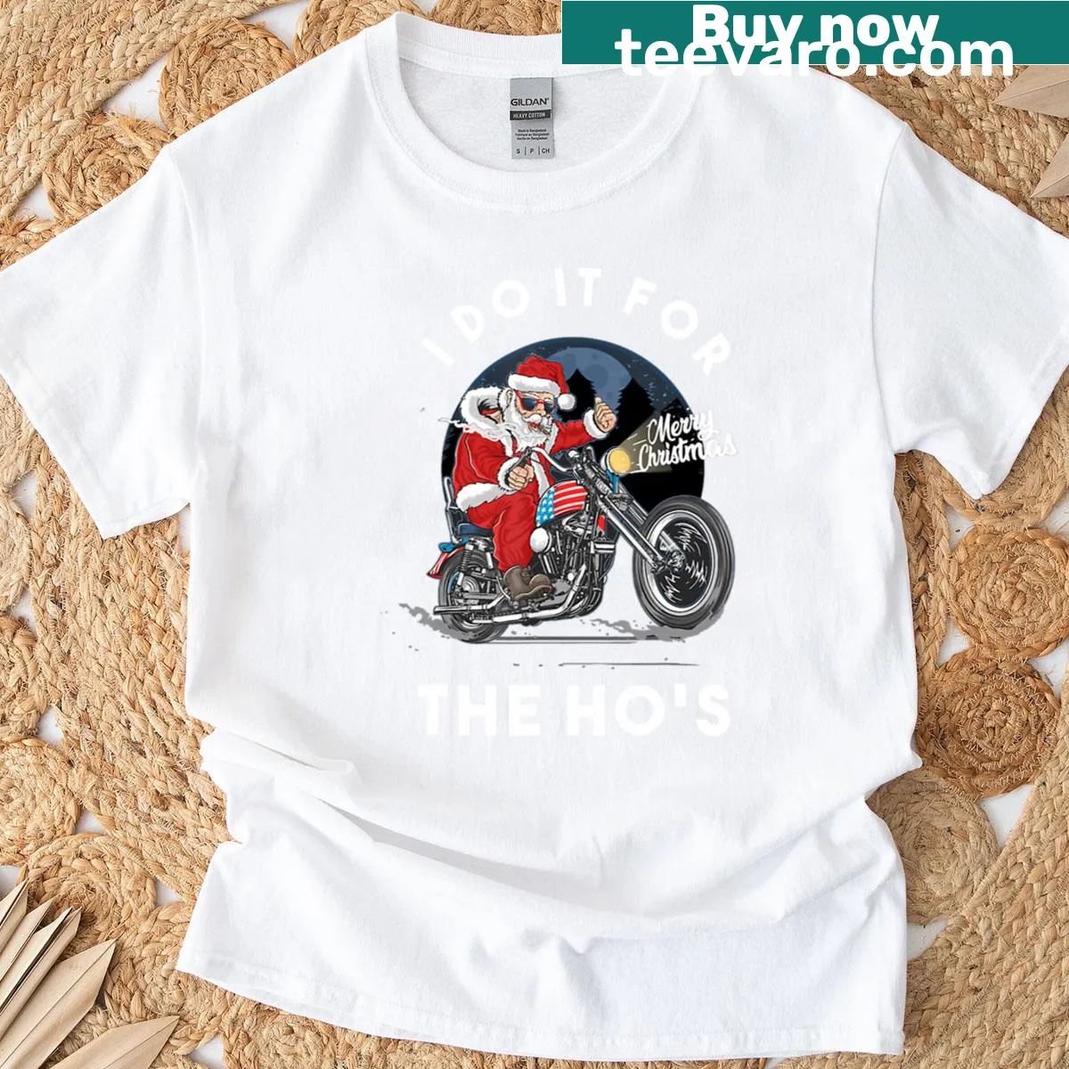 Whimsical Christmas t-shirt with playful text — on a men's t-shirt