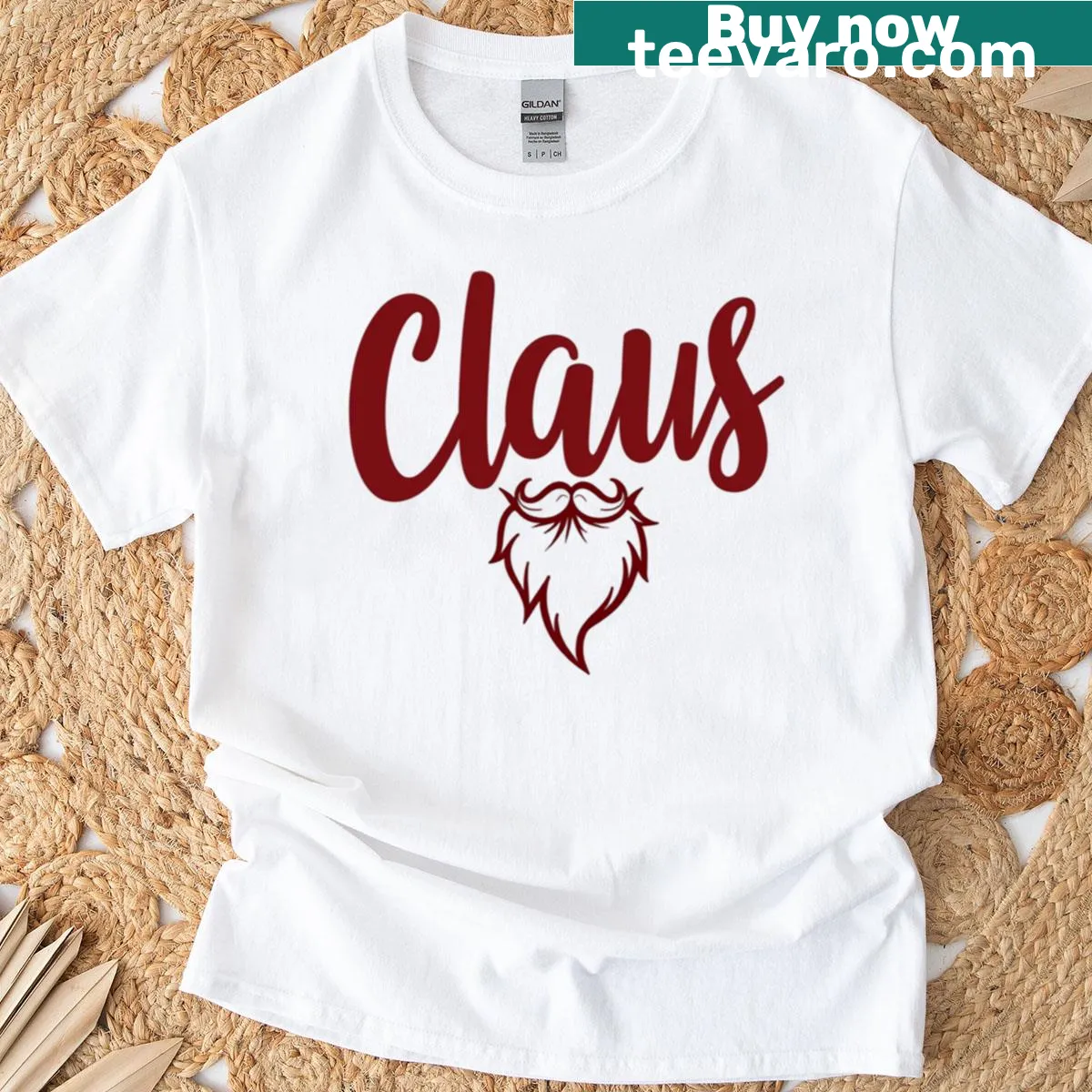 Minimal Santa beard design on a Christmas T-shirt — on a men's t-shirt