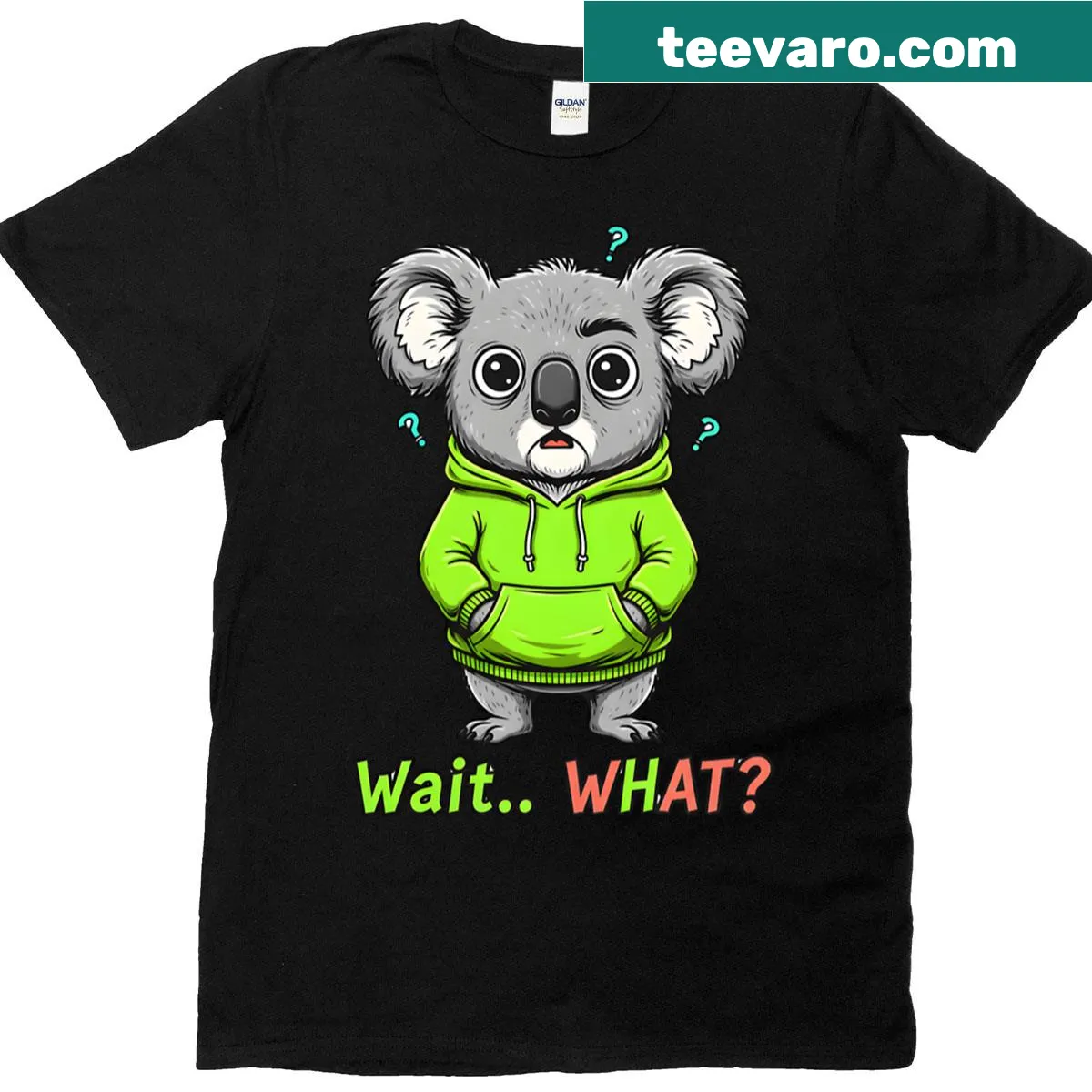 Funny oversized t-shirt featuring the Confused Koala meme — on a men's t-shirt