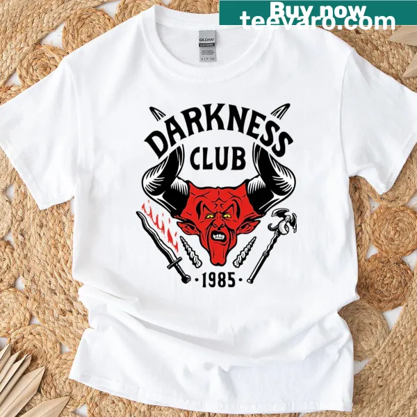 Edgy vintage-distressed T-shirt with a Darkness Club graphic