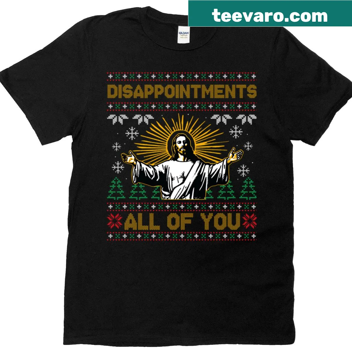 Illustrated T-shirt with a humorous religious-themed design. — on a men's t-shirt