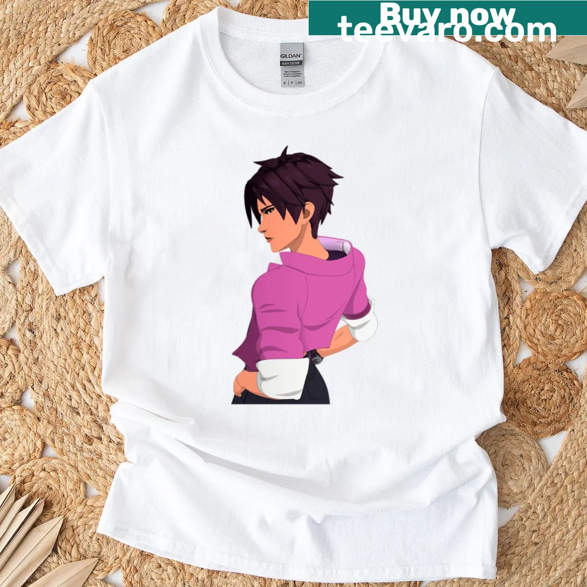 Dispatch Game Invisigal t-shirt with gaming logo design — on a men's t-shirt